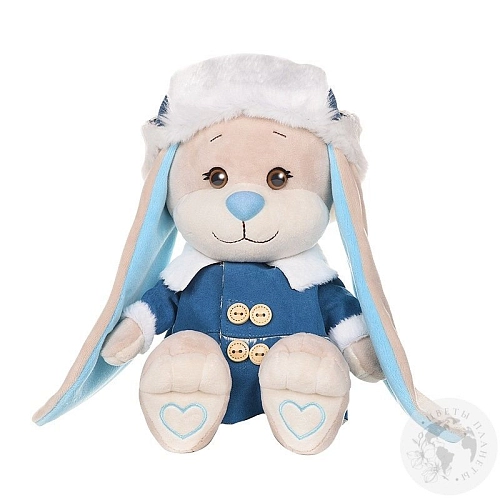 Мягкая Игрушка "Зайчик Jack&Lin в синей дубленке и шапке-ушанке", 25 см в коробке Мягкая Игрушка "Зайчик Jack&Lin в синей дубленке и шапке-ушанке", 25 см в коробке в магазине Праздничный маркет