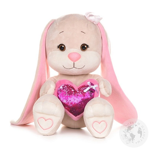 Мягкая игрушка "Зайка с розовым сердцем", 50 см Мягкая игрушка "Зайка с розовым сердцем", 50 см в магазине Праздничный маркет