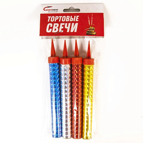 Свеча Фонтан для торта, Ассорти, 12,5 см, 4 шт. Свеча Фонтан для торта, Ассорти, 12,5 см, 4 шт. в магазине Праздничный маркет