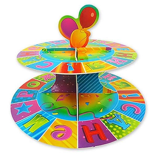 Стойка для кексов 2 яруса "С ДР Мозайка" Стойка для кексов 2 яруса "С ДР Мозайка" в магазине Праздничный маркет